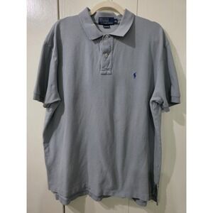 Vintage Polo by Ralph Lauren Shirt Mens XL Gray Short Sleeve Blue Pony old money